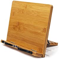 BINSENI Soporte para Libros，Binsein de Recetas con 2 Soportes de Metal para Libros (bambú)- Diseño Elegante para Libros…